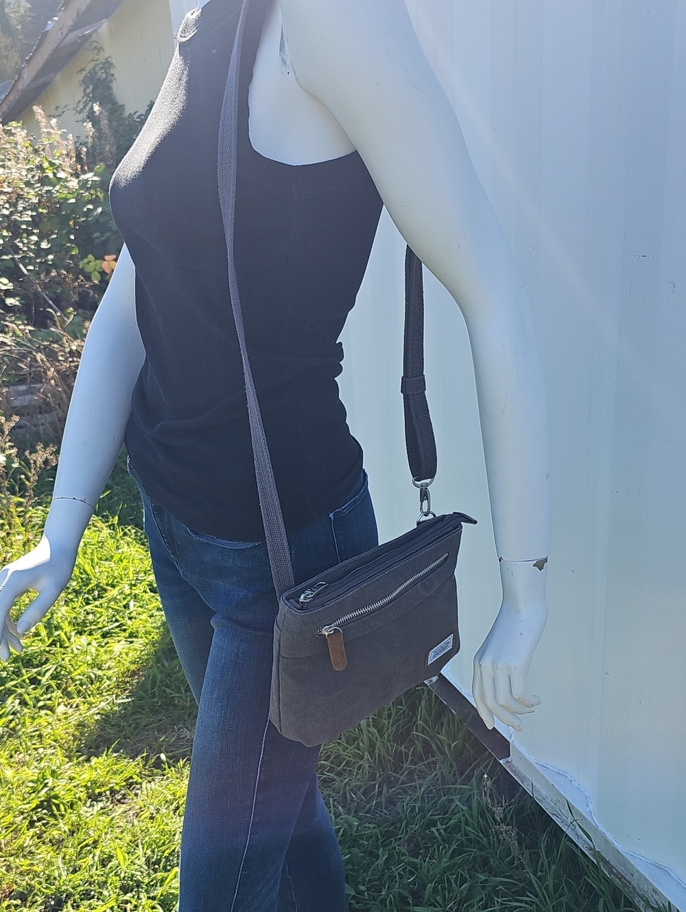 Travelon Anti-Theft Heritage Gray Canvas Crossbody Purse